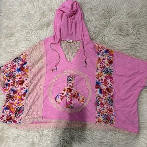 POL Pink Lace Detail Top